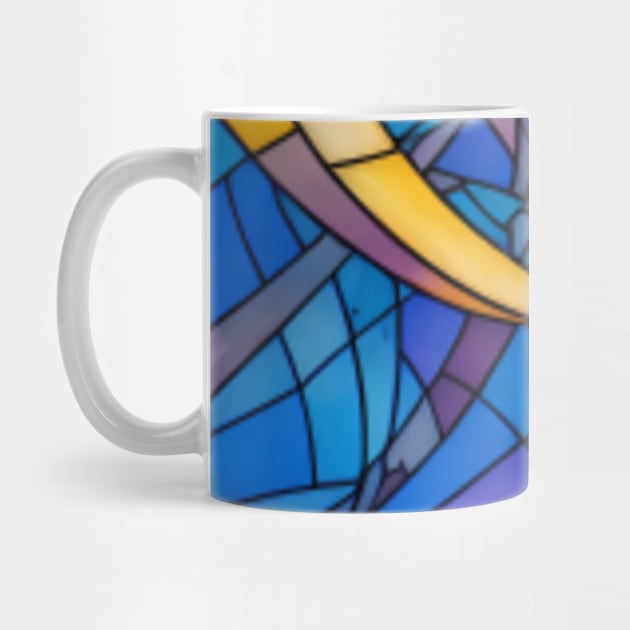 Stained Glass design pattern, seamless, bluish tone, geometrical, abstract design. by AISHOPPE